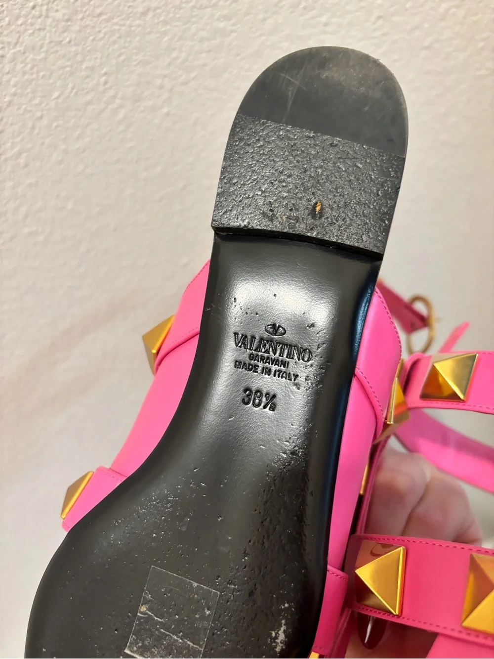 Valentino Garavani 'Roman Rockstud' Flats Pink, Size 38.5